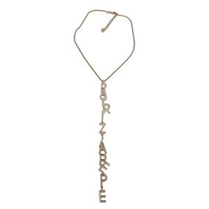 Patrizia Pepe Long Logo Necklace White Gold Crystals